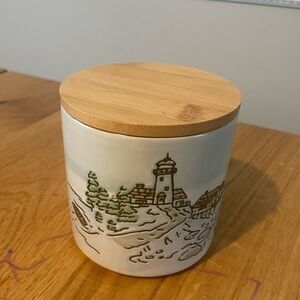In Homestylez Cream Nautical Themed Ceramic Storage Dish with Wooden Lid